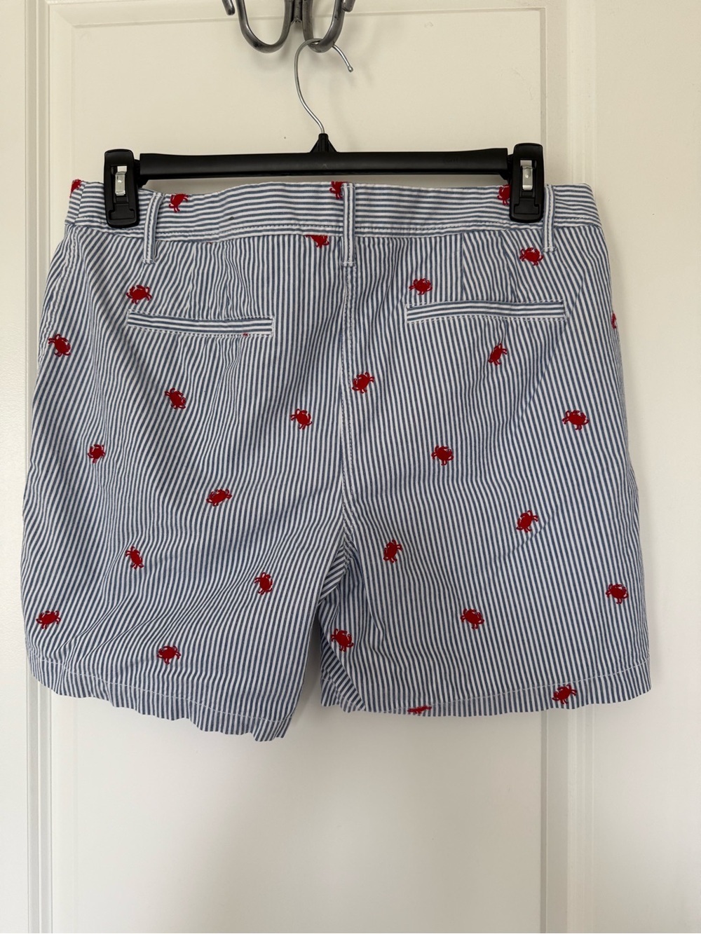Talbots Blue and White Striped Shorts with Red Crab Embroidery - Picture 4 of 8
